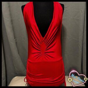 Espiral Red Halter Neck Plunge Front Dress Size Large